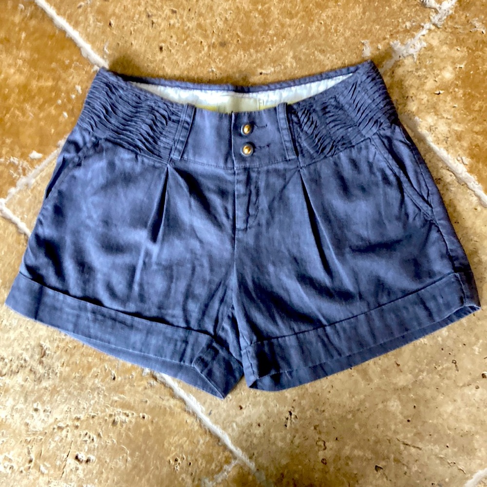 Anthropologie Elevenses Purple Linen Shorts Size 2